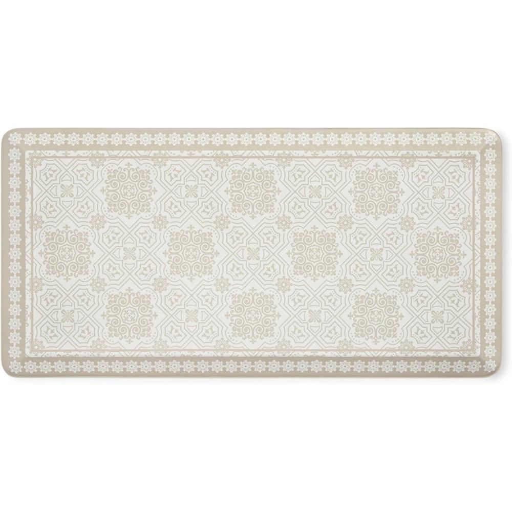 imageMartha Stewart Comfort Anti Fatigue Strie Medallion Tile Kitchen Mat Comfort Standing Mat NonSlip Backing Safe Beveled Edge Grey 196quot x39quotBeige