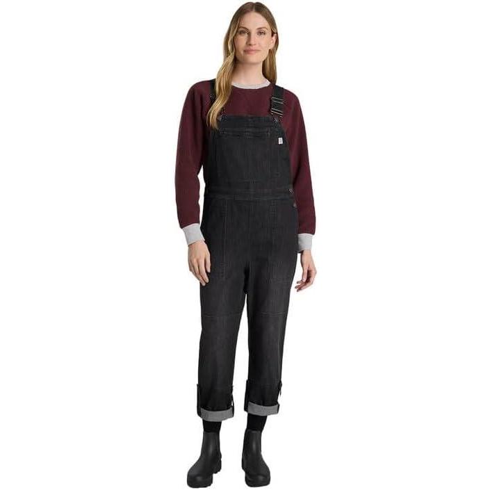 imageMartha Stewart Convertible Overall Denim Utility Jumpsuit Adjustable Cotton Workwear Stretch BibsBlack Wash