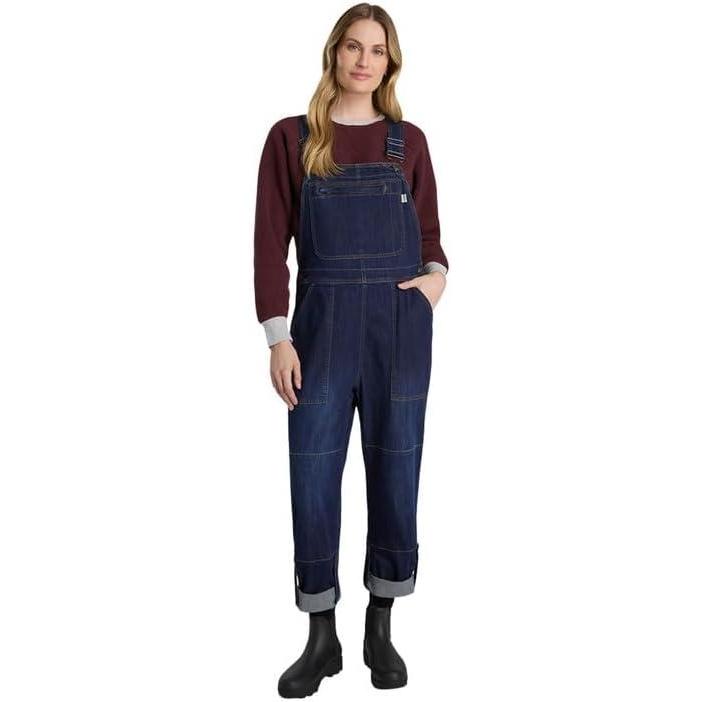 imageMartha Stewart Convertible Overall Denim Utility Jumpsuit Adjustable Cotton Workwear Stretch BibsVintage Wash