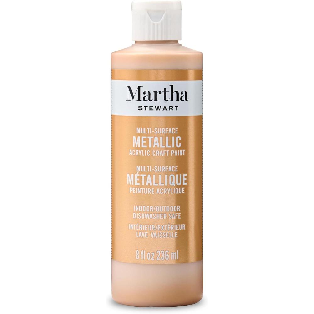 imageMartha Stewart Craft Paint Rose Gold 8 fl oz Premium Metallic Finish Paint Perfect For Easy To Apply DIY Arts And Crafts 68702Rose Gold