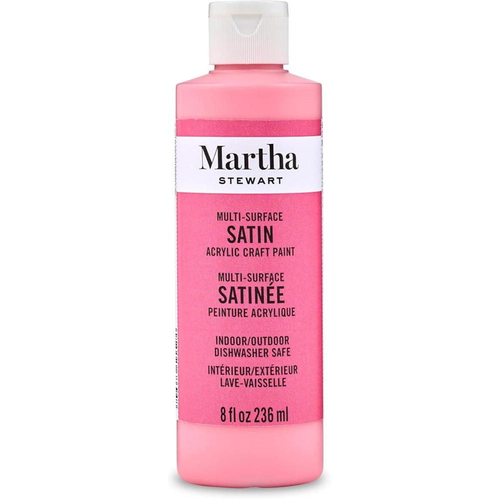 imageMartha Stewart Craft Paint Slate Gray 8 fl oz Premium Satin Finish Paint Perfect For Easy To Apply DIY Arts And Crafts 68693Camellia Pink