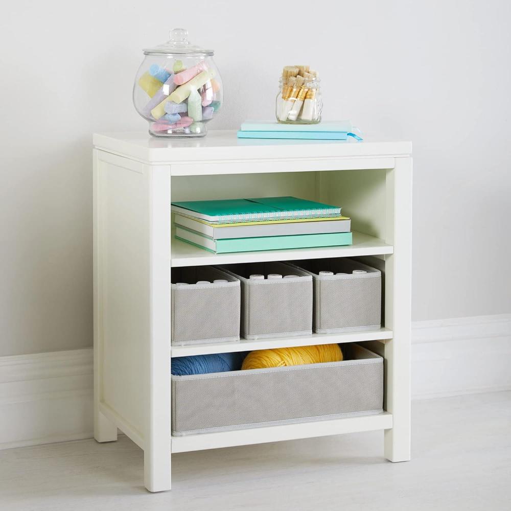 imageMartha Stewart Crafting Kids Open Storage  Gray Wooden Shelving with Bins for Art Supplies SingleSided Organization with CompartmentsLinen White
