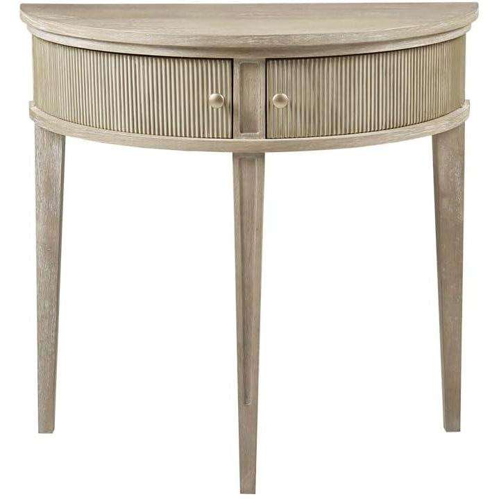 imageMartha Stewart Crestview Hall Console Table for Entryway with Storage Solid Rubber Wood Frame Vintage Demilune Shape Bronze Knobs Farmhouse Accent Living Room Furniture Dcor Reclaimed GreigeReclaimed Greige