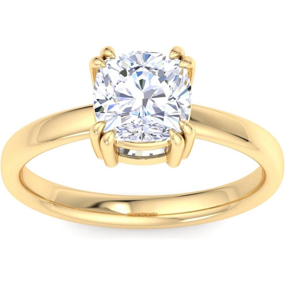 imageMartha Stewart Cushion Cut Lab Grown Diamond Solitaire Ring Diamond Engagement Ring in 14 Karat Goldyellowgold