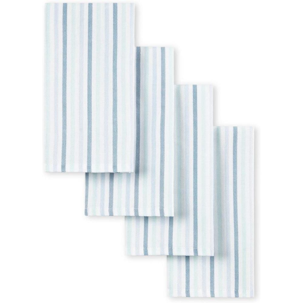 imageMartha Stewart Daisy Stripe Napkin Set 4Pack Green 19quotx19quotBlue