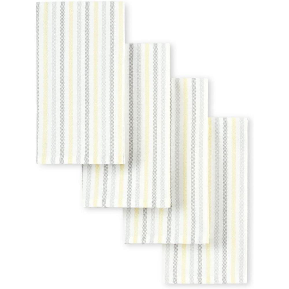 imageMartha Stewart Daisy Stripe Napkin Set 4Pack Green 19quotx19quotGreyYellow