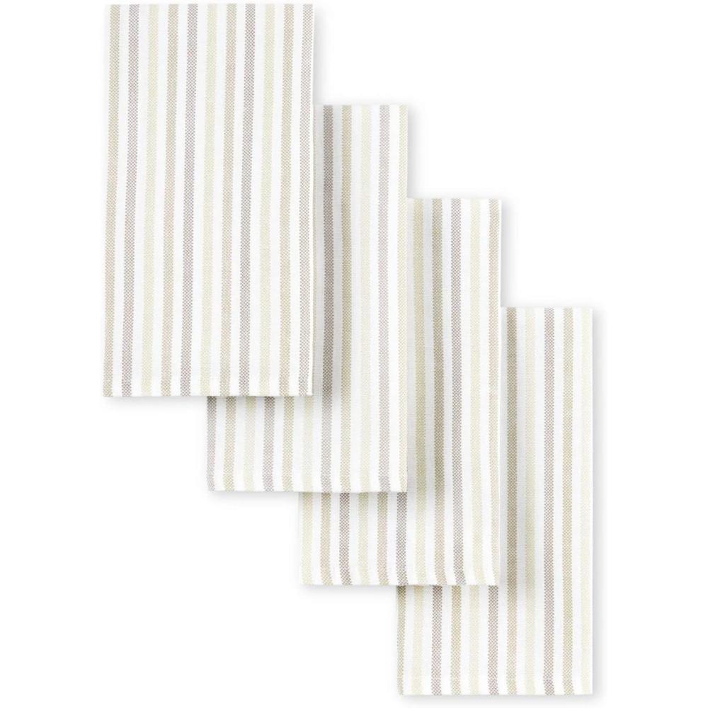 imageMartha Stewart Daisy Stripe Napkin Set 4Pack Green 19quotx19quotLinen