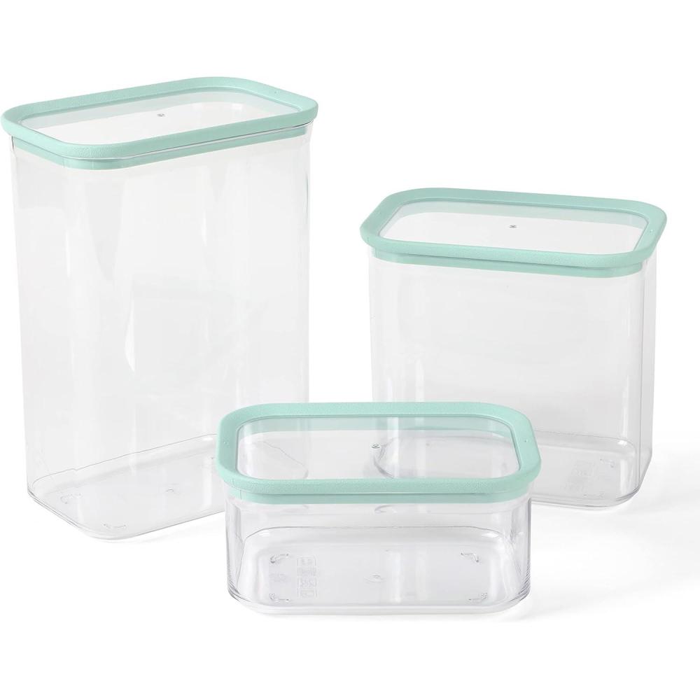 imageMartha Stewart Denslow 6 Piece 126 oz 333 oz 167 oz Square and Rectangular Food Container Set wMartha Blue LidRectangular 92oz  60oz  26oz