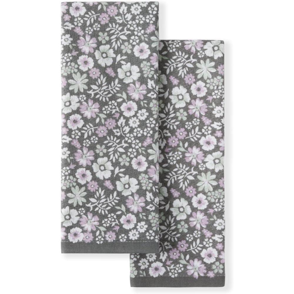 imageMartha Stewart Dual Purpose Kitchen Towel 2Pack Set Floral Vine 16quotx28quotDitsy Floral