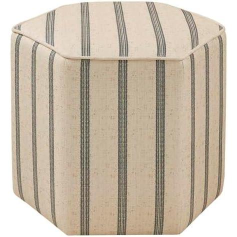 imageMartha Stewart Ellen Accent Ottoman Solid Wood Frame Soft Fabric Hexagonal Small Stool Chair Modern Foam Padded Top Footstool Living Room Furniture Natural 18quot W x 18quot D x 16quot H NaturalNatural