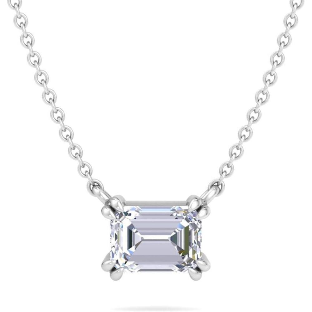 imageMartha Stewart Emerald Cut Lab Grown Diamond Solitaire Necklace in 14 Karat Gold Lab Grown Diamond Necklacewhitegold
