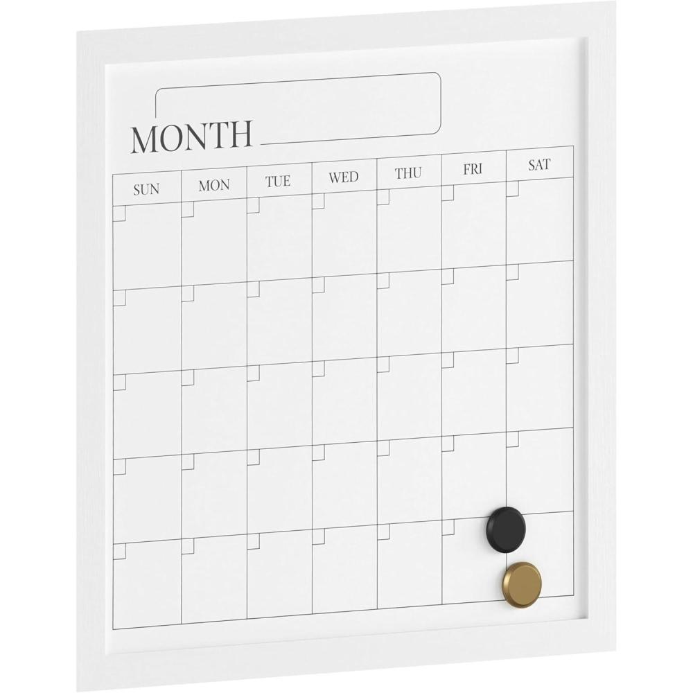 imageMartha Stewart Everette Magnetic Monthly Calendar Dry Erase Board with Included Dry Erase Marker and 2 Magnets 18quot x 18quot Light Natural Woodgrain FrameWhite Woodgrain