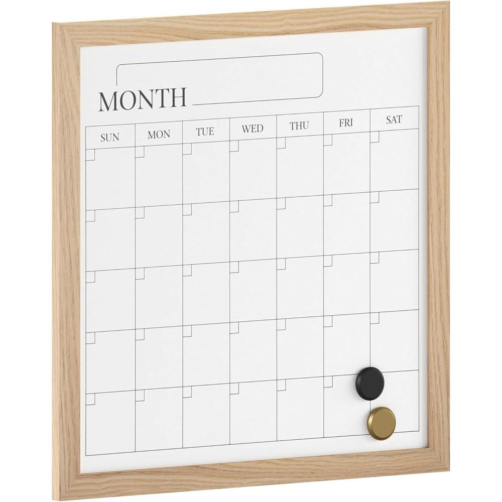 imageMartha Stewart Everette Magnetic Monthly Calendar Dry Erase Board with Included Dry Erase Marker and 2 Magnets 18quot x 18quot Light Natural Woodgrain FrameLight Natural Woodgrain