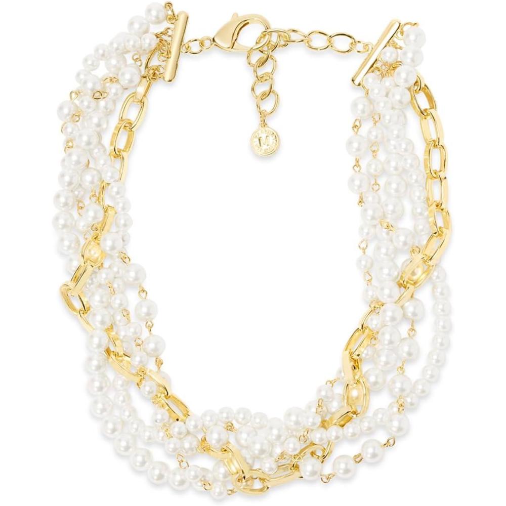 imageMartha Stewart Five Twisted Strand Pearl and Chain Necklace In Gold For Women