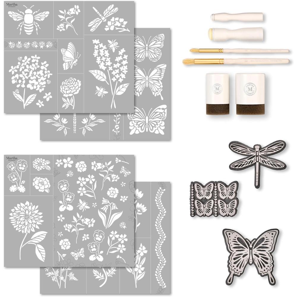 imageMartha Stewart Flora and Fauna Stencils Stamps and Tools Kit 13 pcFlora Fauna