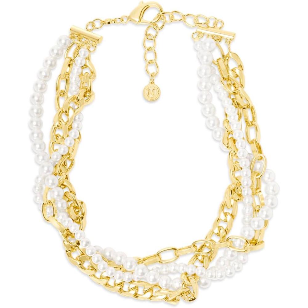 imageMartha Stewart Four Twisted Strand Pearl and Chain Necklace In Gold For Women