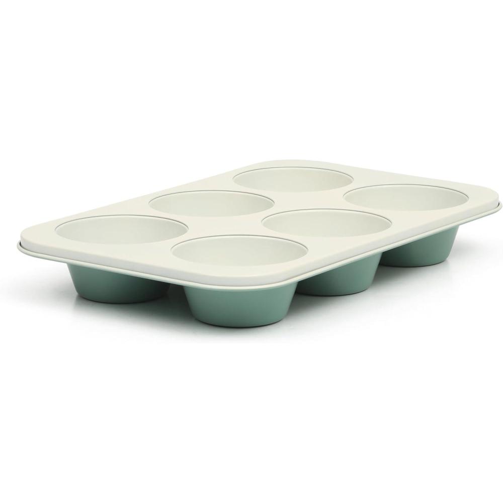imageMartha Stewart Gallen 12Cup Nonstick Carbon Steel Muffin and Cupcake Pan  Cool Grey Durable Bakeware for Even Baking and Easy ReleaseTeal