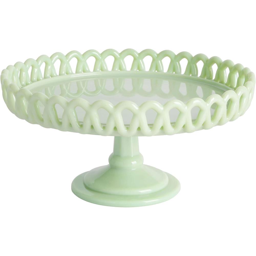 imageMartha Stewart Highbrook 10Inch Jadeite Cake Stand with Glass Dome  VintageStyle Pedestal Dessert Plate for Cakes and Pastries Decorative Covered Serving PlatterGreen 85