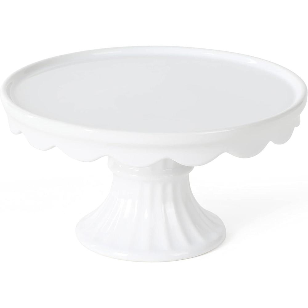 imageMartha Stewart Highbrook 10Inch Jadeite Cake Stand with Glass Dome  VintageStyle Pedestal Dessert Plate for Cakes and Pastries Decorative Covered Serving PlatterWhite 10