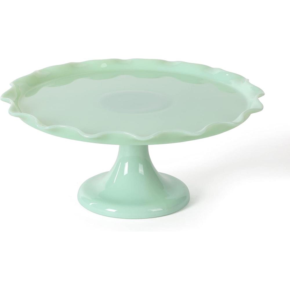 imageMartha Stewart Highbrook 10Inch Jadeite Cake Stand with Glass Dome  VintageStyle Pedestal Dessert Plate for Cakes and Pastries Decorative Covered Serving PlatterGreen 11