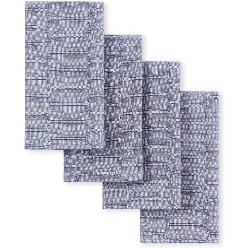 imageMartha Stewart Honeycomb Modern Farmhouse Napkin 4Pack Set Beige 19quotx19quotBlue