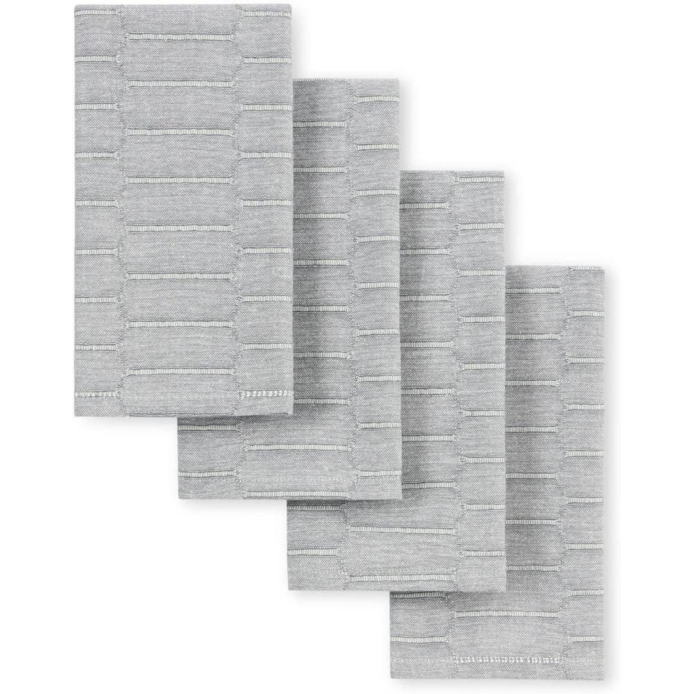 imageMartha Stewart Honeycomb Modern Farmhouse Napkin 4Pack Set Beige 19quotx19quotCharcoal Grey
