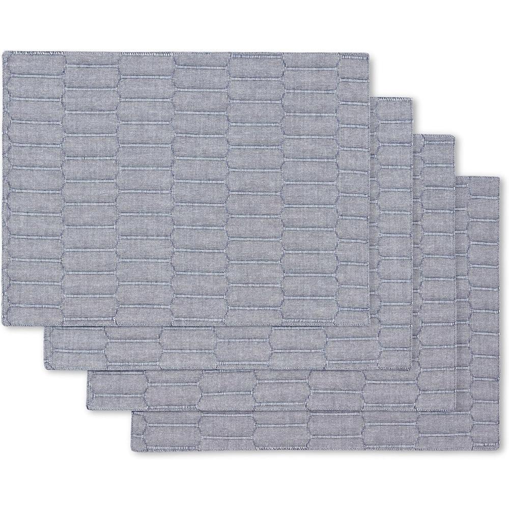 imageMartha Stewart Honeycomb Modern Farmhouse Reversible Placemat 4Pack Set White 13quotx175quotBlue