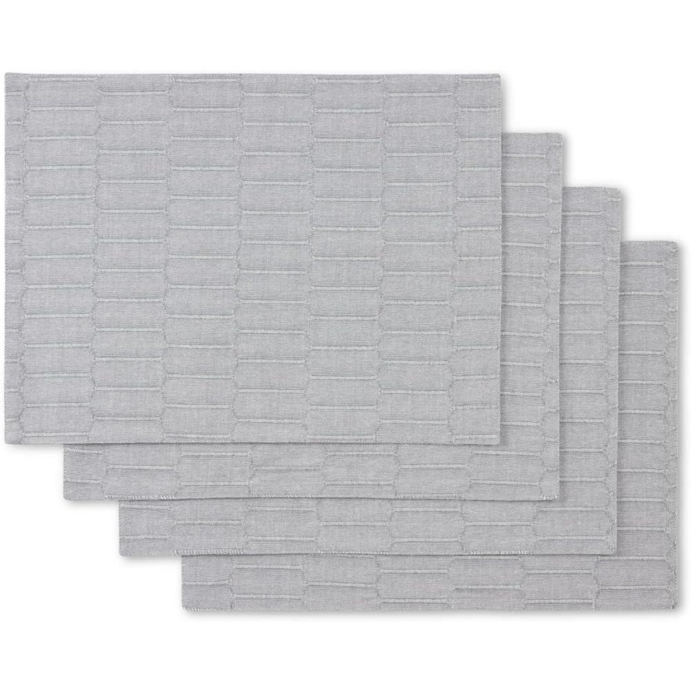 imageMartha Stewart Honeycomb Modern Farmhouse Reversible Placemat 4Pack Set White 13quotx175quotCharcoal Grey
