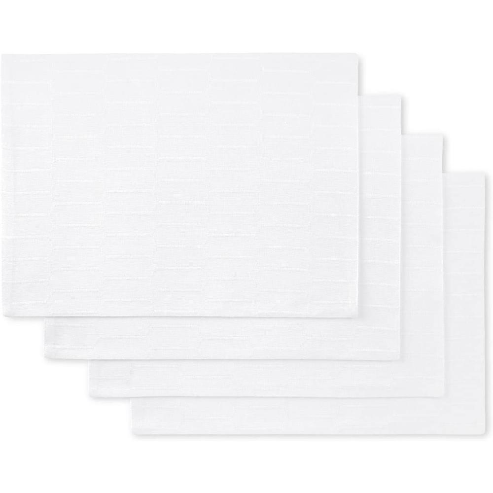 imageMartha Stewart Honeycomb Modern Farmhouse Reversible Placemat 4Pack Set White 13quotx175quotWhite