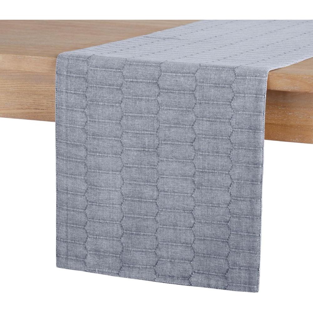 imageMartha Stewart Honeycomb Modern Farmhouse Reversible Table Runner White 15quotx72quotBlue