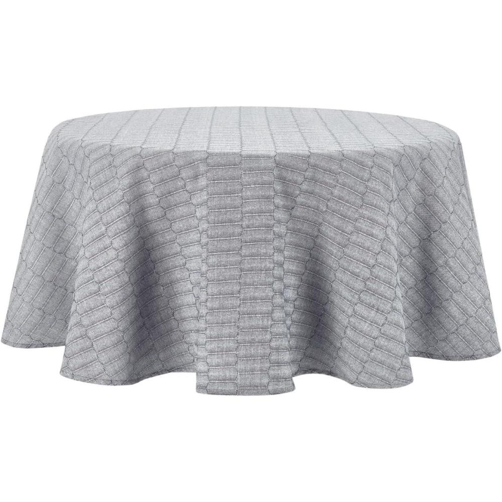 imageMartha Stewart Honeycomb Modern Farmhouse Tablecloth Blue 70quot RoundCharcoal Grey