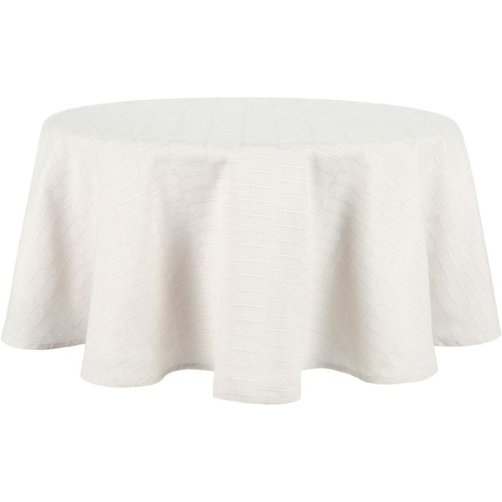 imageMartha Stewart Honeycomb Modern Farmhouse Tablecloth Blue 70quot RoundNatural