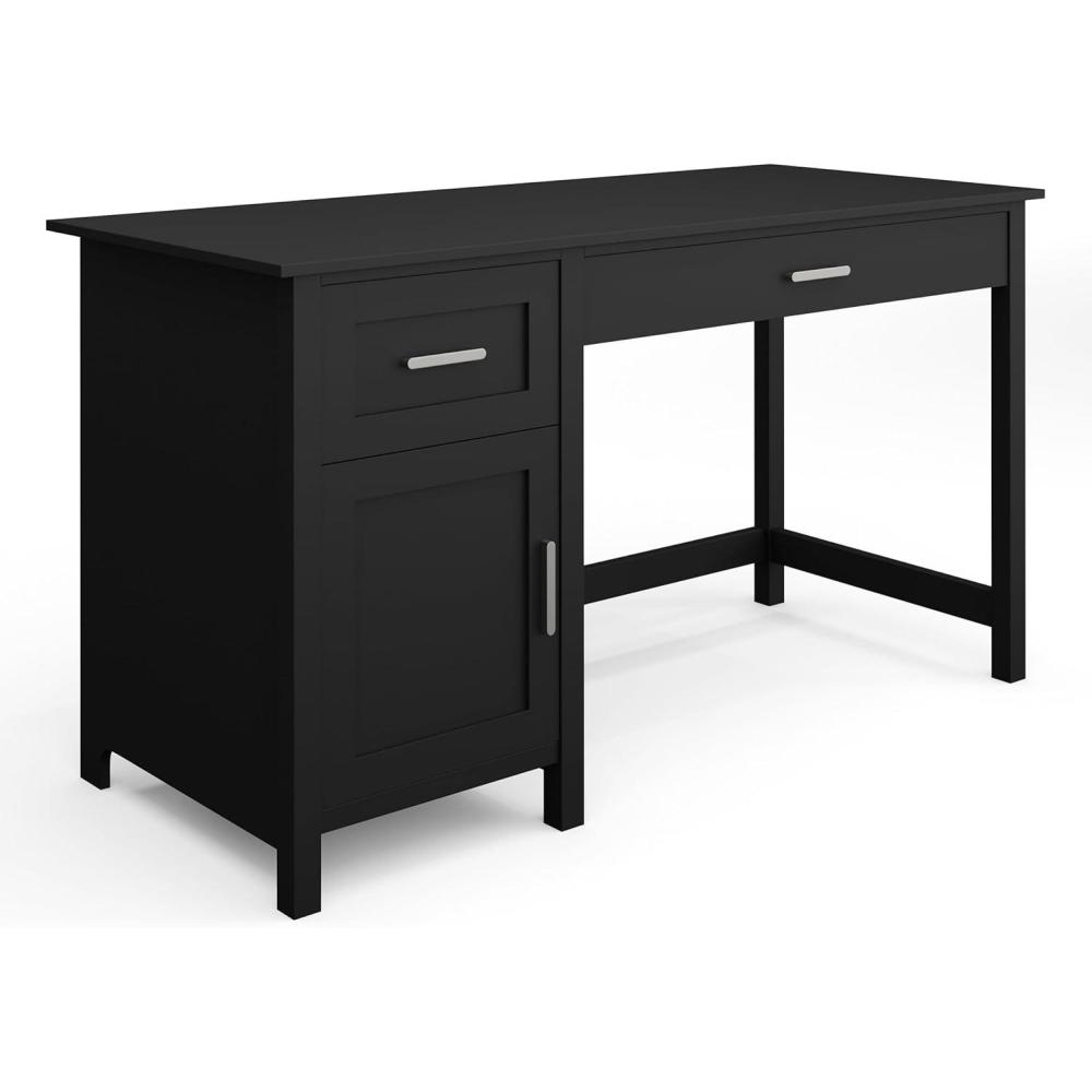 imageMartha Stewart Hutton Shaker Style Home Office Desk with Storage in White with Polished Brass HardwareBlack FrameBrushed Nickel Hardware