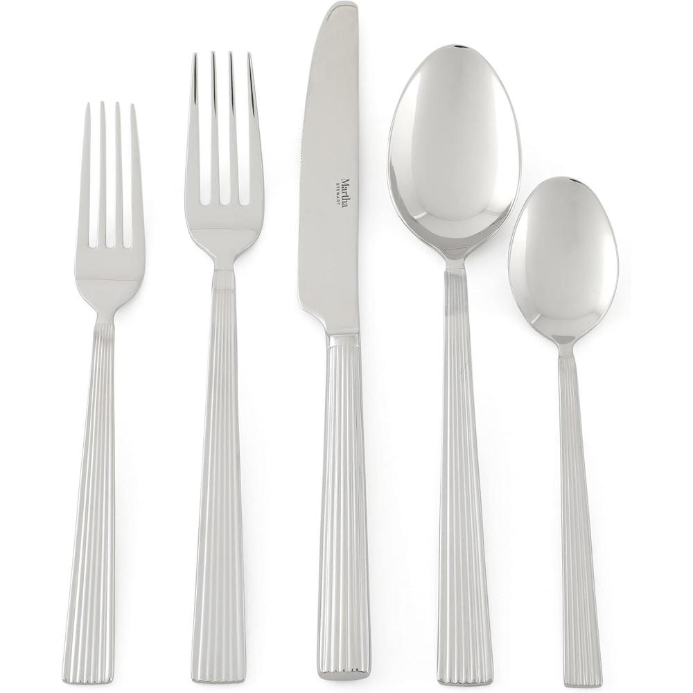 imageMartha Stewart Kendleton 20 pc Stainless Steel Flatware Set Mirror PolishKendleton Mirror Polish