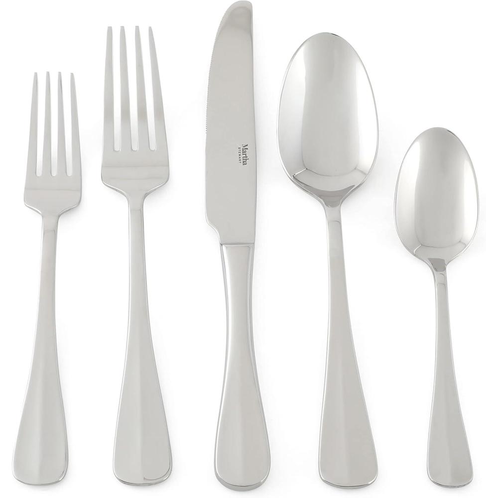 imageMartha Stewart Kendleton 20 pc Stainless Steel Flatware Set Mirror PolishSpringbank Mirror Polish