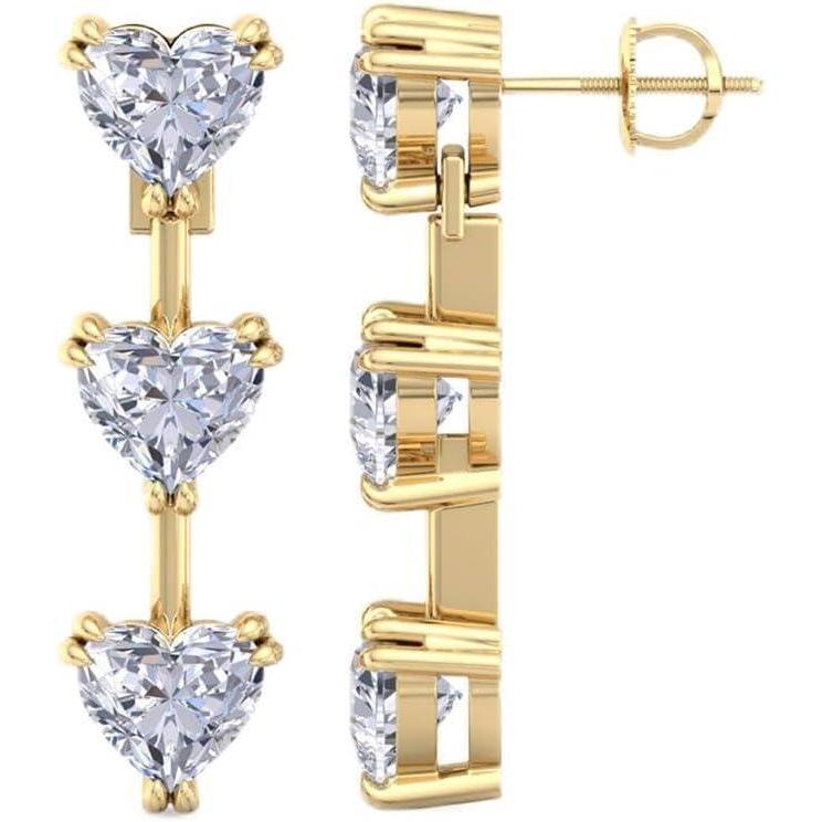imageMartha Stewart Lab Grown Diamond Earrings Heart Shape Drop Style 14K Gold Fine Jewelry for Womenyellowgold