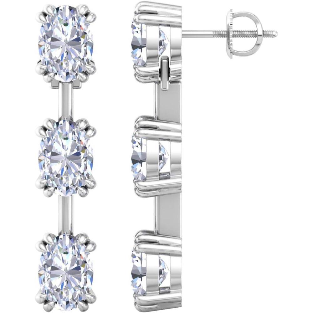 imageMartha Stewart Lab Grown Diamond Earrings Oval Shape Drop Style 14K Gold Fine Jewelry for Womenwhitegold