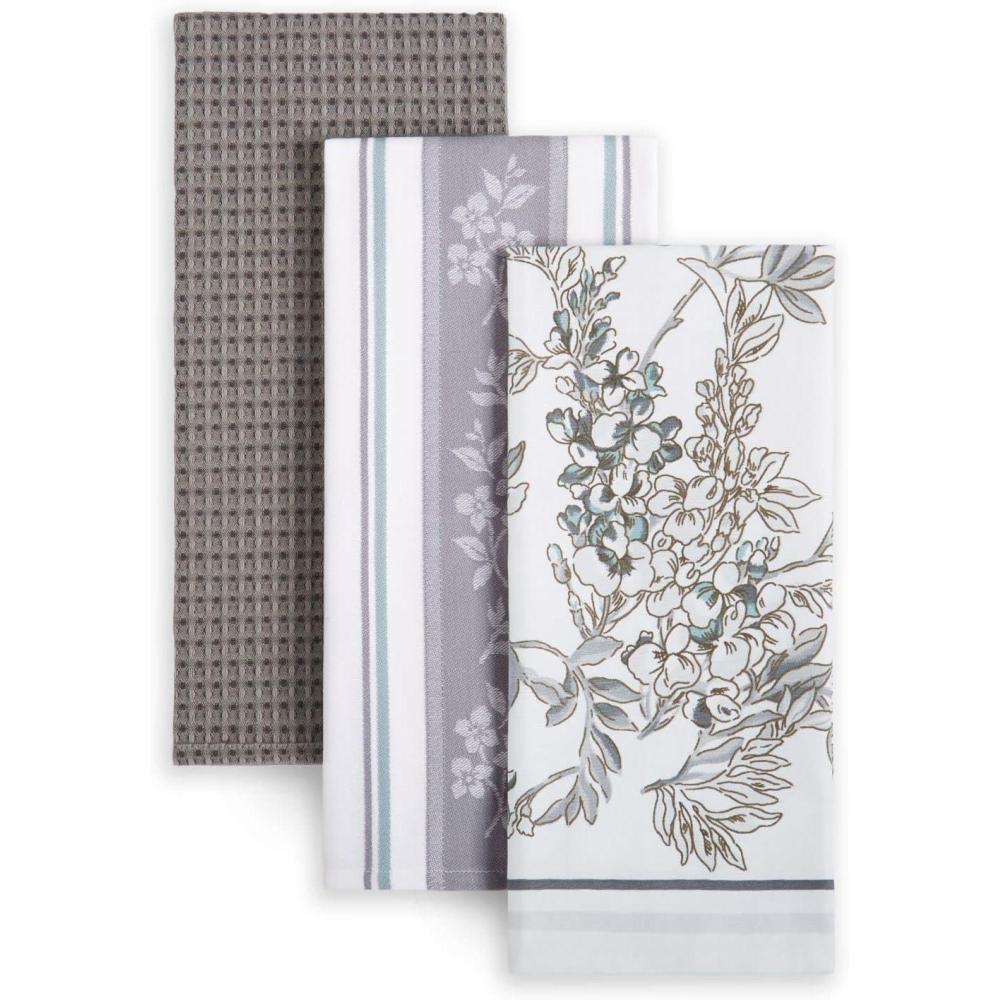 imageMartha Stewart LintFree Kitchen Towel 3Pack Set Herbs 18quotx28quotIris