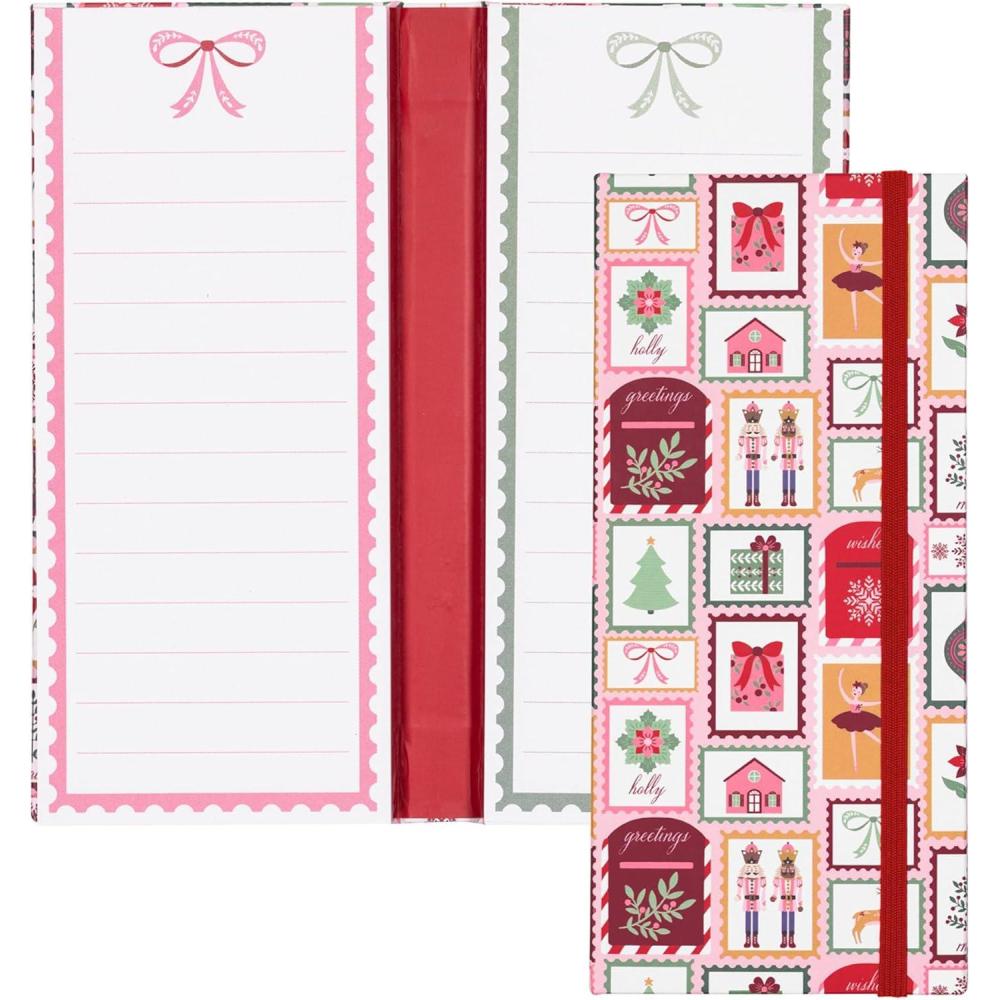 imageMartha Stewart List Pad Folio Holiday Hardcover Notepad with Elastic Closure 2 Lined List Pads with 52 Perforated Sheets Each Portable Organizer for Gift ampamp Shopping Lists Stamps
