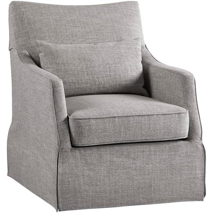 imageMartha Stewart London Swivel Chair Solid Wood ampamp Plywood Skirted Metal Base Accent Armchair Lumbar Pillow Modern Classic Family Room Sofa Furniture Bedroom Lounge 28quotX315quotX3525quot Light BlueGrey