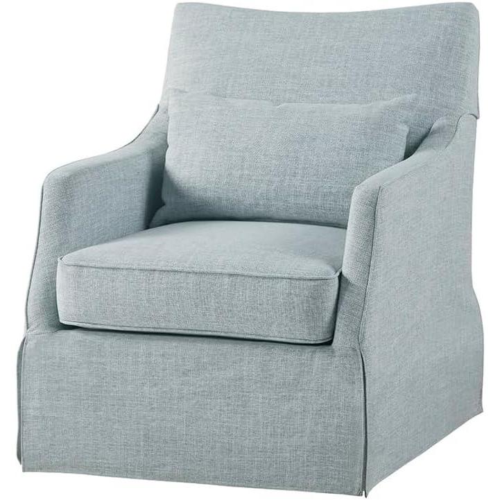 imageMartha Stewart London Swivel Chair Solid Wood ampamp Plywood Skirted Metal Base Accent Armchair Lumbar Pillow Modern Classic Family Room Sofa Furniture Bedroom Lounge 28quotX315quotX3525quot Light BlueLight Blue