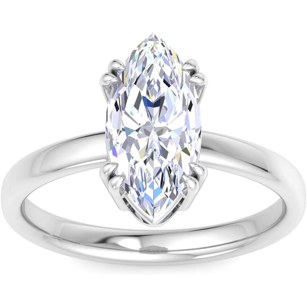 imageMartha Stewart Marquise Shape Lab Grown Diamond Solitaire Ring Diamond Engagement Ring in 14 Karat Goldwhitegold