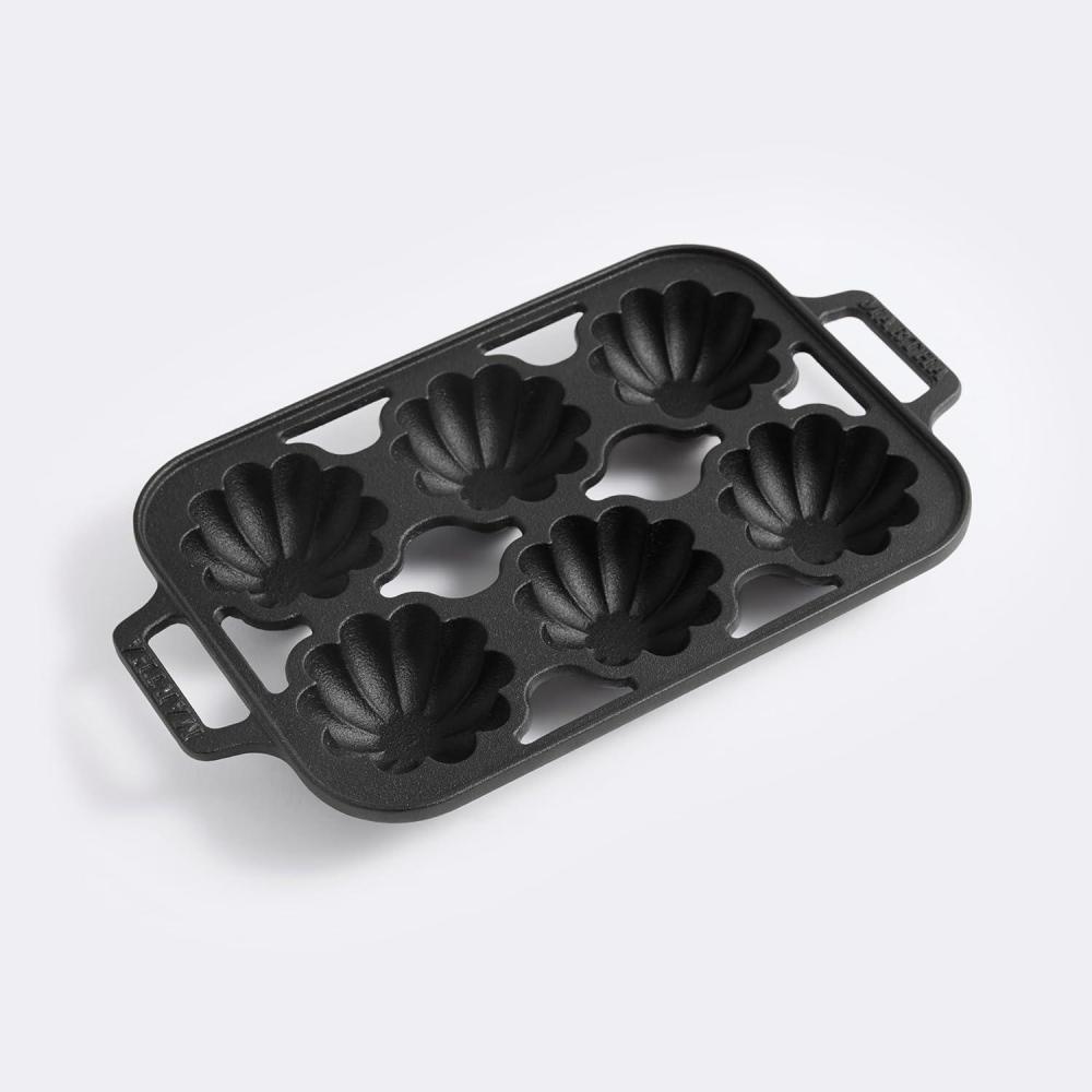 imageMartha Stewart Martha 6Cup Fluted Shaped PreSeasoned Cast Iron Mold PanBlack