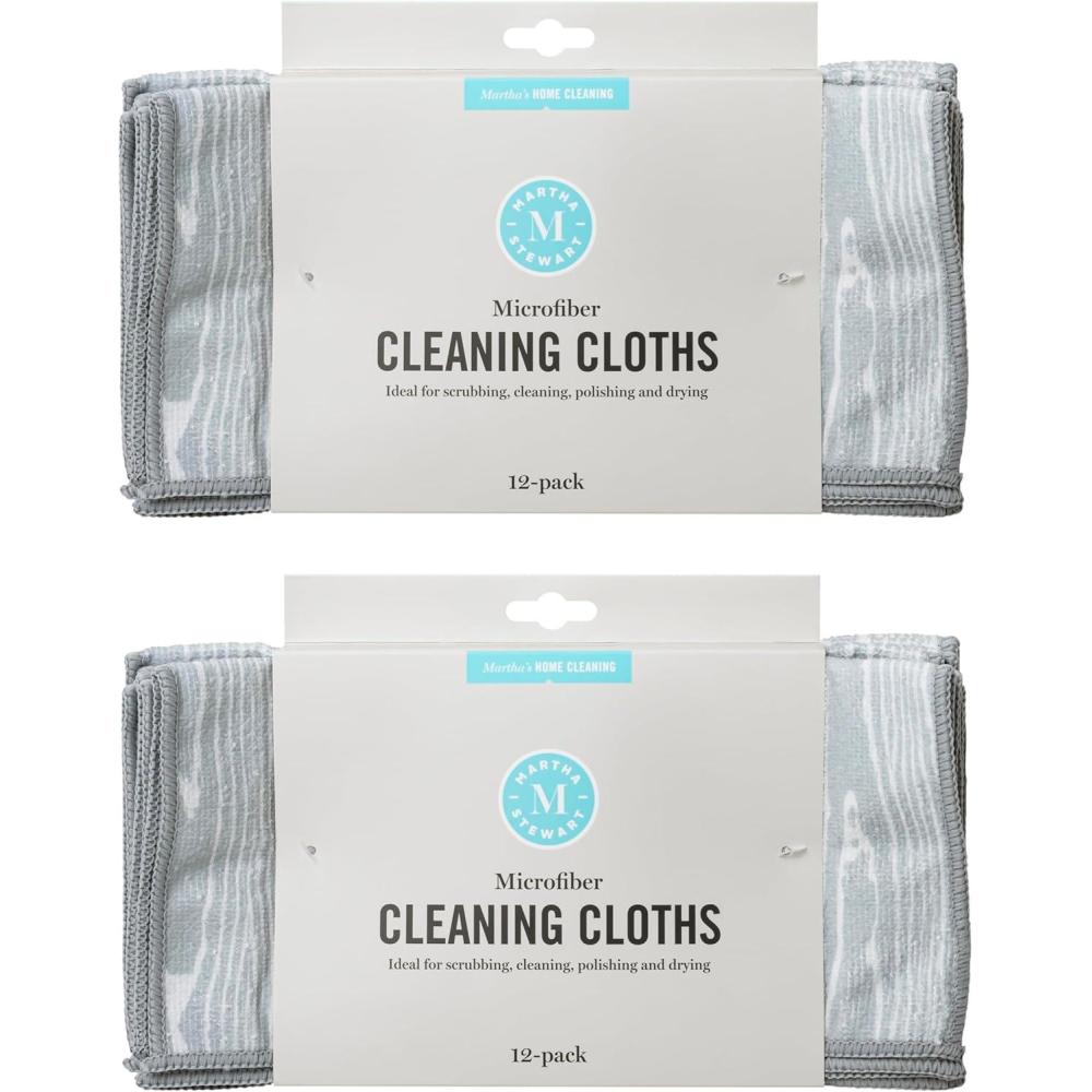 imageMartha Stewart Microfiber Cleaning Cloths UltraAbsorbent LintFree Cleaning Towels for Home ampamp Kitchen Grey Gingham 11 Inches 24 CountFaux Bois