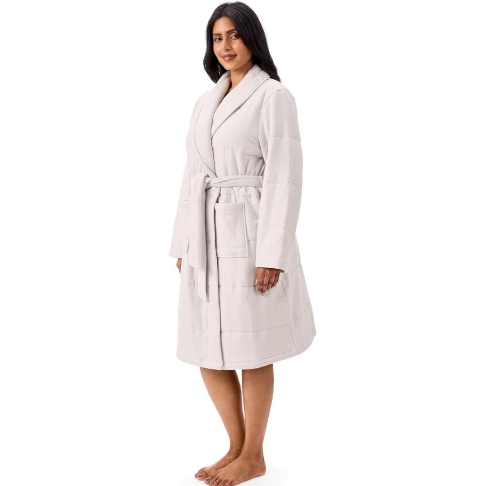 imageMartha Stewart MidLength Puffer Robe for Women Cozy Quilted Sleepwear for Lounging or Layering
