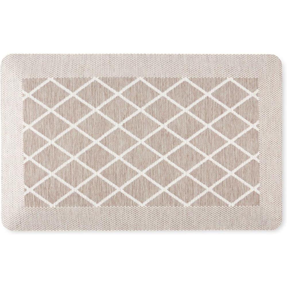 imageMartha Stewart Miles Modern Diamond AntiFatigue AirInfused Kitchen Mat Mint Green 196quotx32quotCoffee Brown