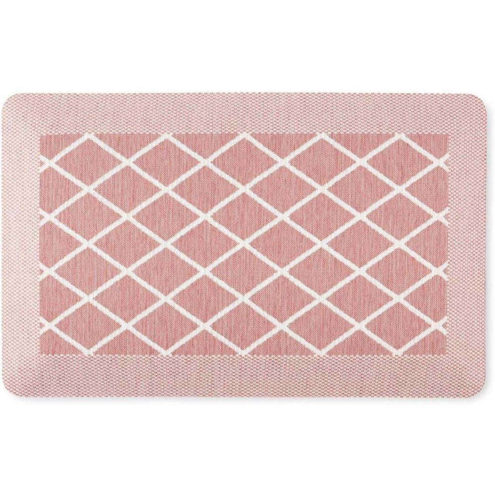 imageMartha Stewart Miles Modern Diamond AntiFatigue AirInfused Kitchen Mat Mint Green 196quotx32quotSpice Red