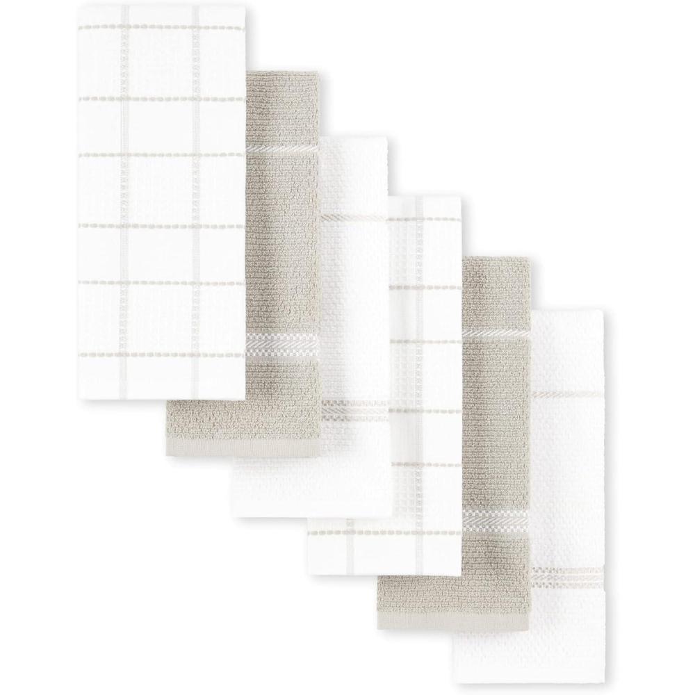 imageMartha Stewart Modern Waffle Kitchen Towel Set 6Pack Grey 16quotx28quotLinen