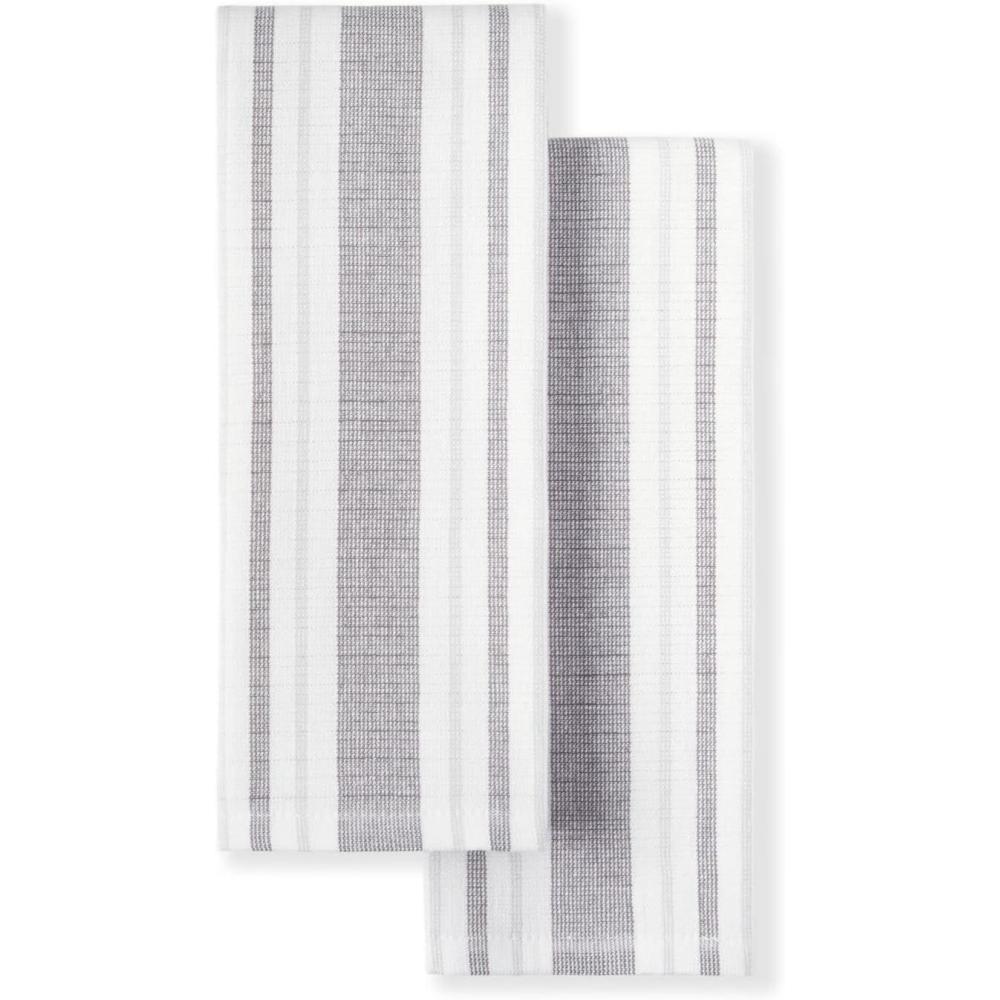 imageMartha Stewart Morris Stripe Kitchen Towel 2Pack Set Grey 16quotx28quotGrey