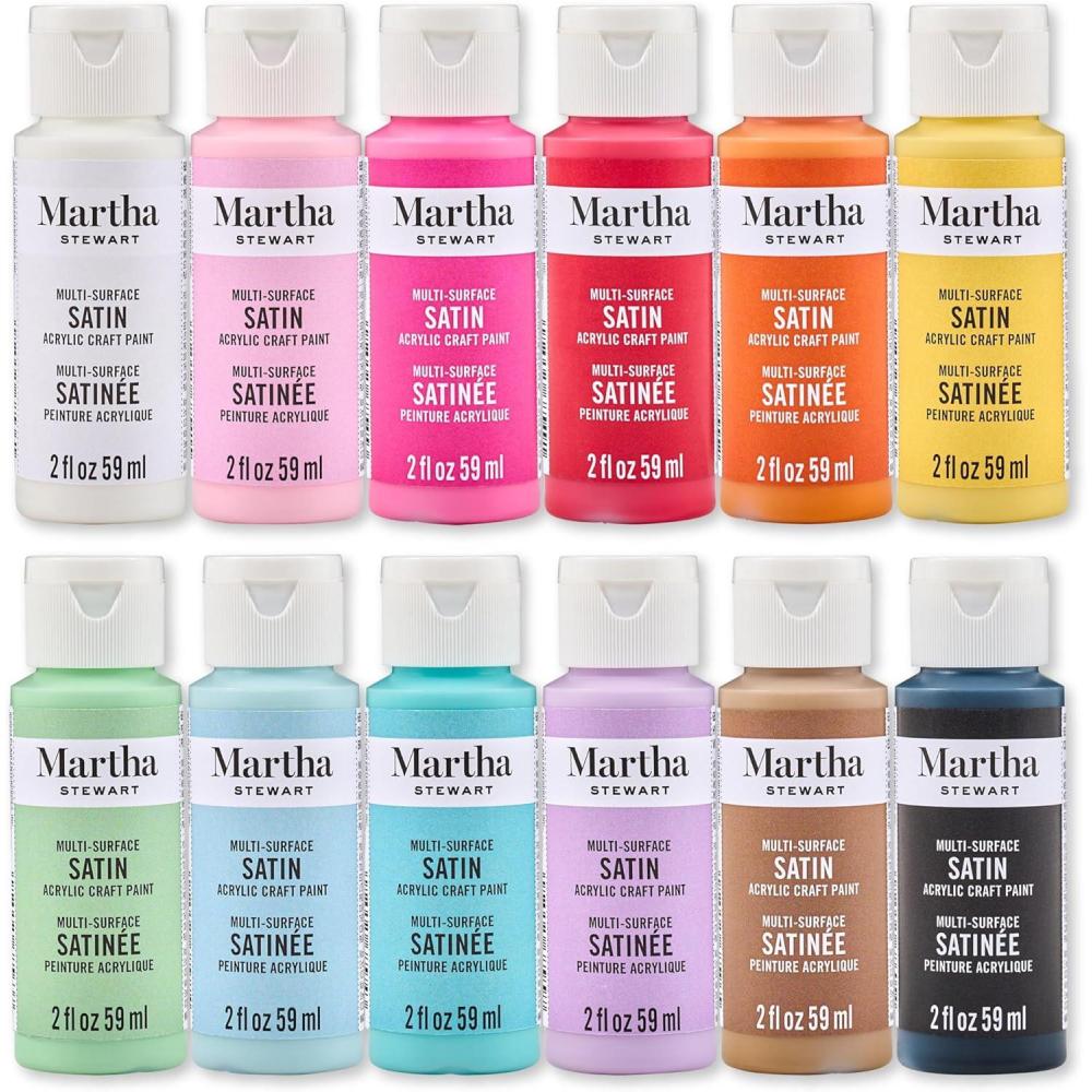 imageMartha Stewart MultiSurface Satin 12 pc Paint Set Solar BrightsColor Essentials